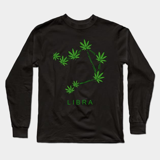 LIBRA WEED ZODIAC Long Sleeve T-Shirt by AWANG ART STUDIO